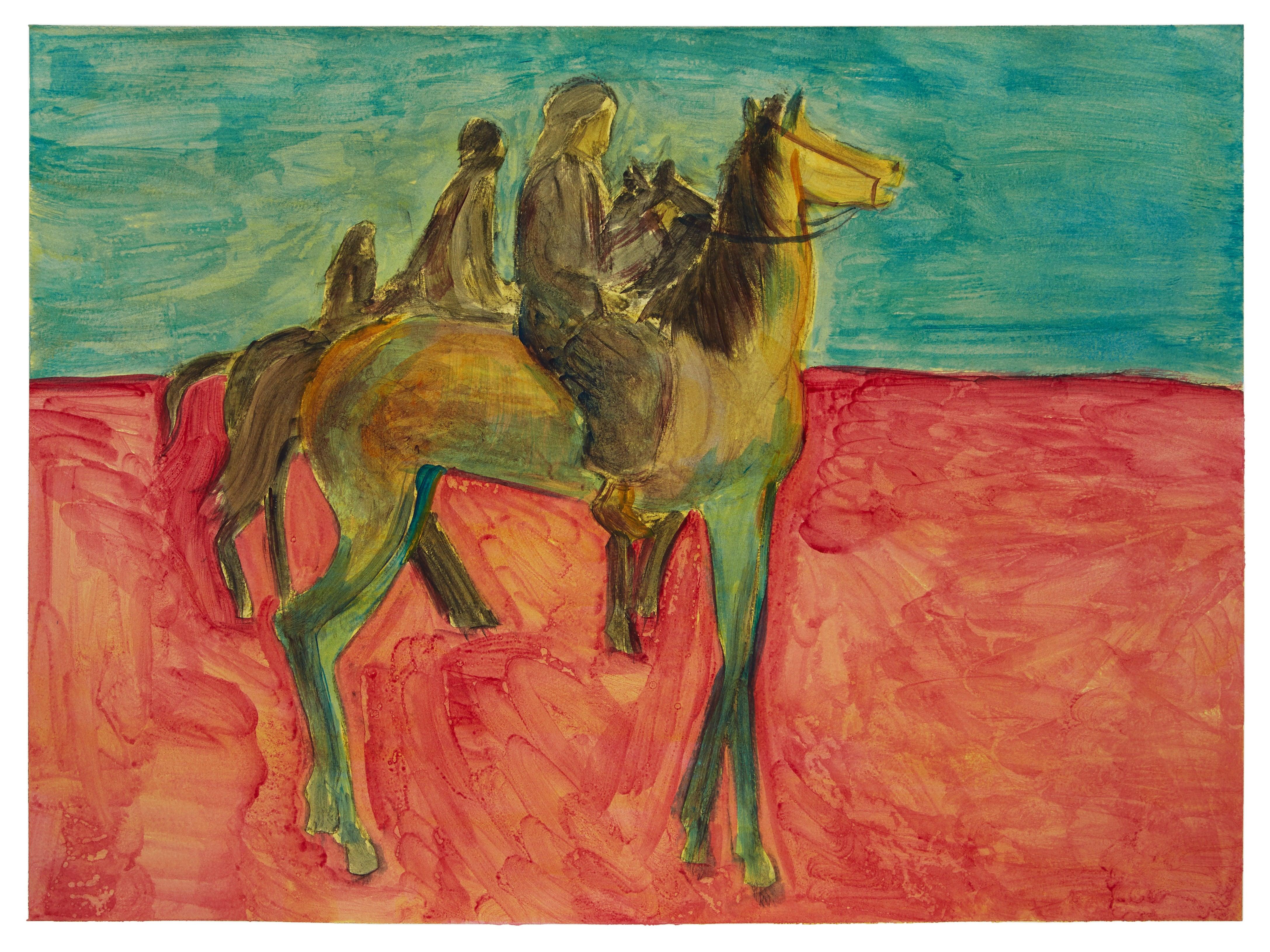 Ibrahim Abusitta Figurative Painting - If You Were a Horse 5 - bright colourful contemporary figurative horse painting