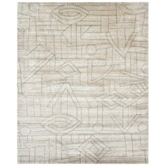 Ibrahim, Bohemian Moroccan Hand Knotted Area Rug, Latte