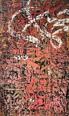 "Calligrafia astratta 1.23" Pittura su legno 59" x 35" pollici di Ibrahim Khatab