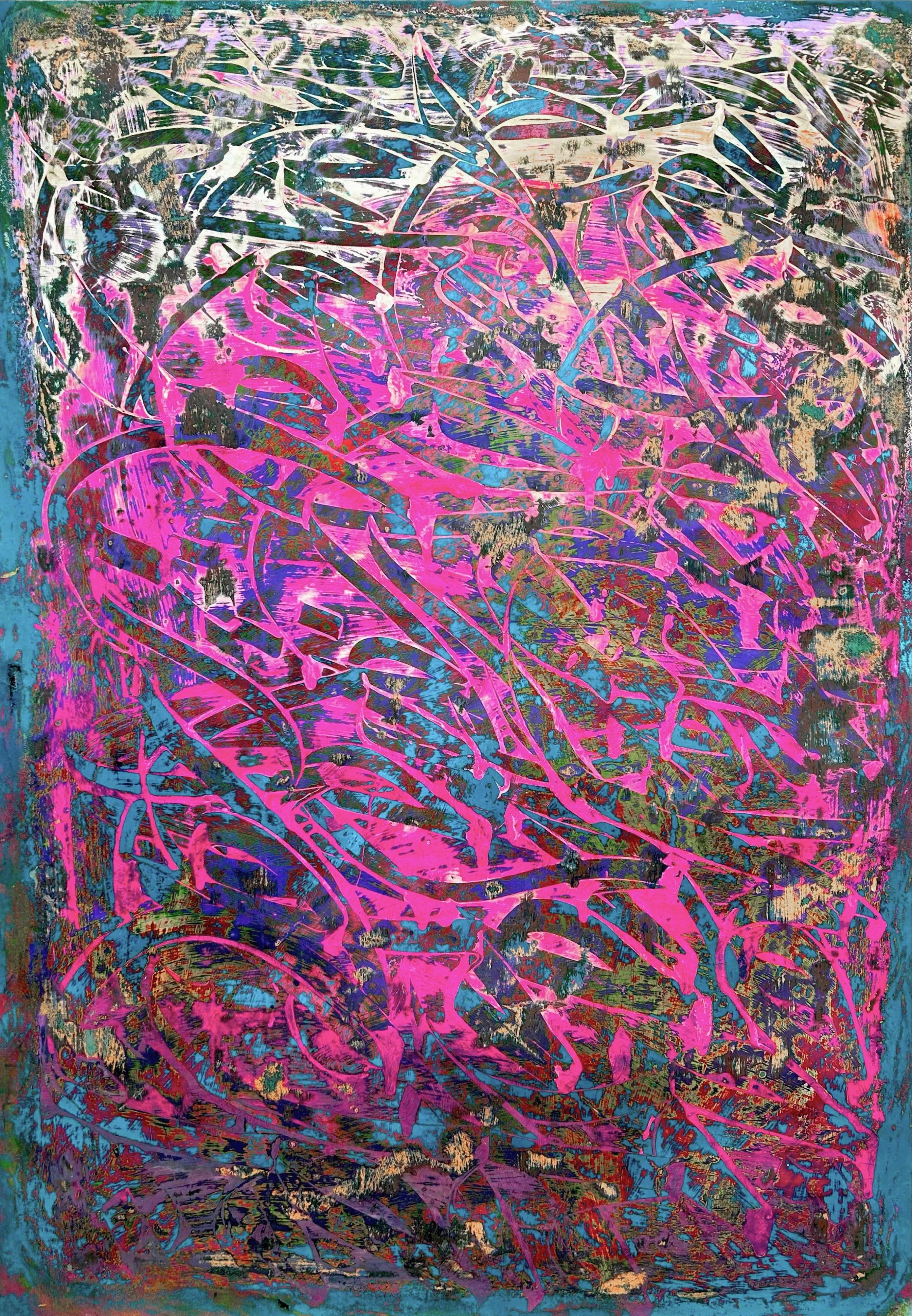 "Calligrafia astratta 2,25" Pittura 47" x 31,5" pollici di Ibrahim Khatab