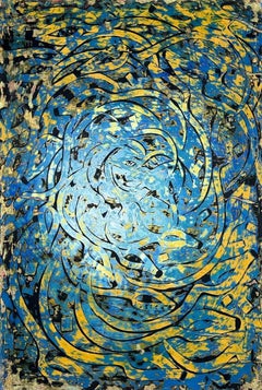 "Caligrafía abstracta 3,25" Pintura 47" x 31,5" pulgadas by Ibrahim Khatab