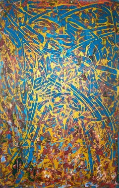 "Abstrakte Kalligraphie 4,25" Gemälde 47" x 31,5" Zoll von Ibrahim Khatab