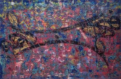 "Calligrafia astratta" Pittura astratta da 35" x 55" pollici di Ibrahim Khatab