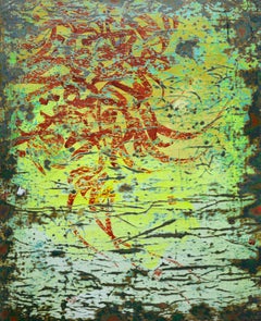 "Abstract Calligraphy" Painting on canvas & wood 53" x 39" in by Ibrahim Khatab