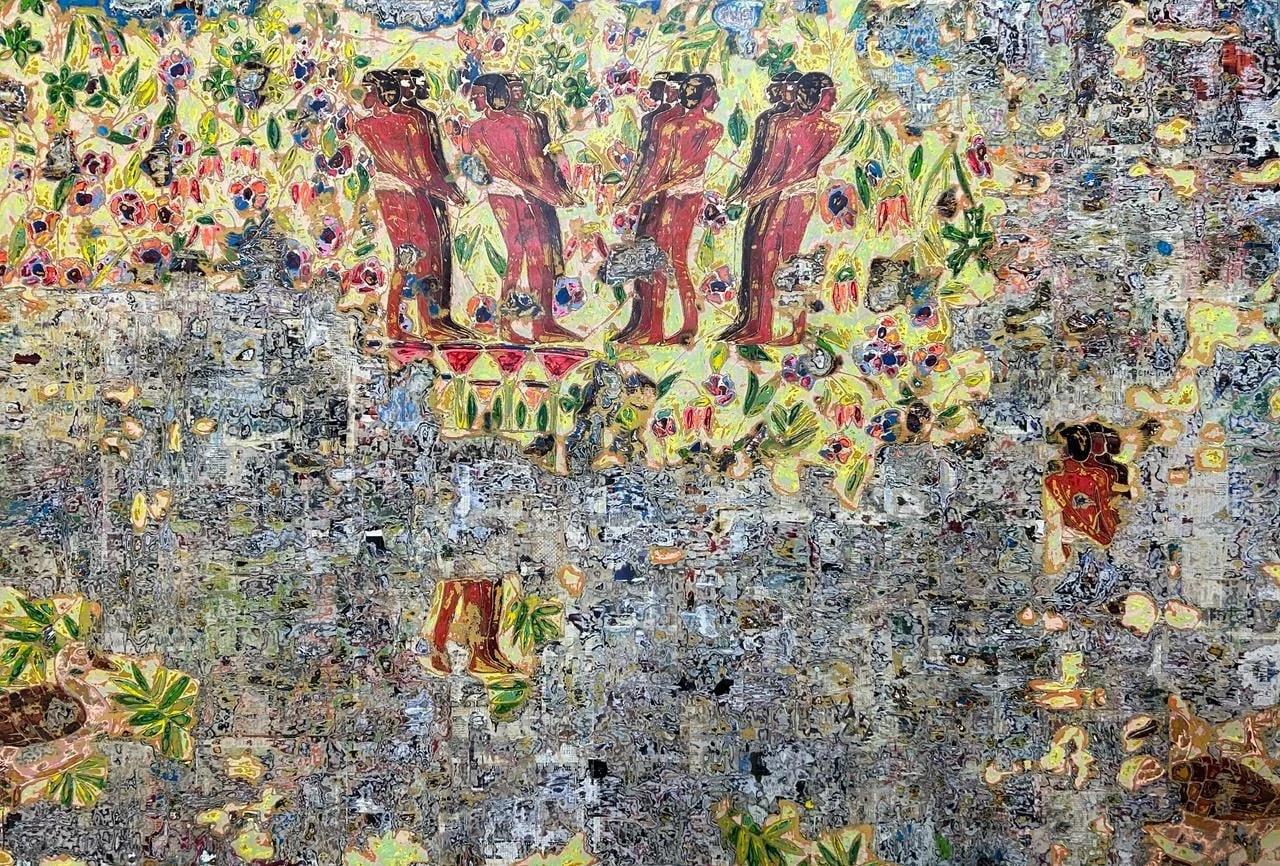 "Bas Relief" Peinture abstraite 59" x 87" pouces par Ibrahim Khatab

Ibrahim Khatab est né au Caire en 1984. Il travaille comme co-enseignant à l'université du Caire et mélange dans ses œuvres la peinture, l'art vidéo et l'installation. Il a