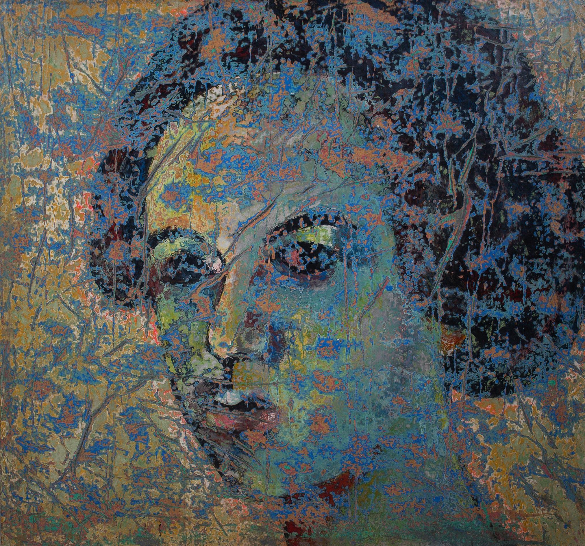 "Portrait of Young Woman" Abstract Painting 55" x 58" inch by Ibrahim Khatab