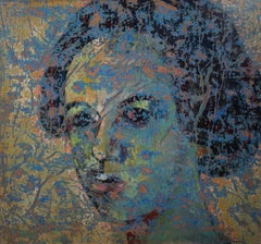 "Portrait de jeune femme" Peinture abstraite 55" x 58" pouces par Ibrahim Khatab