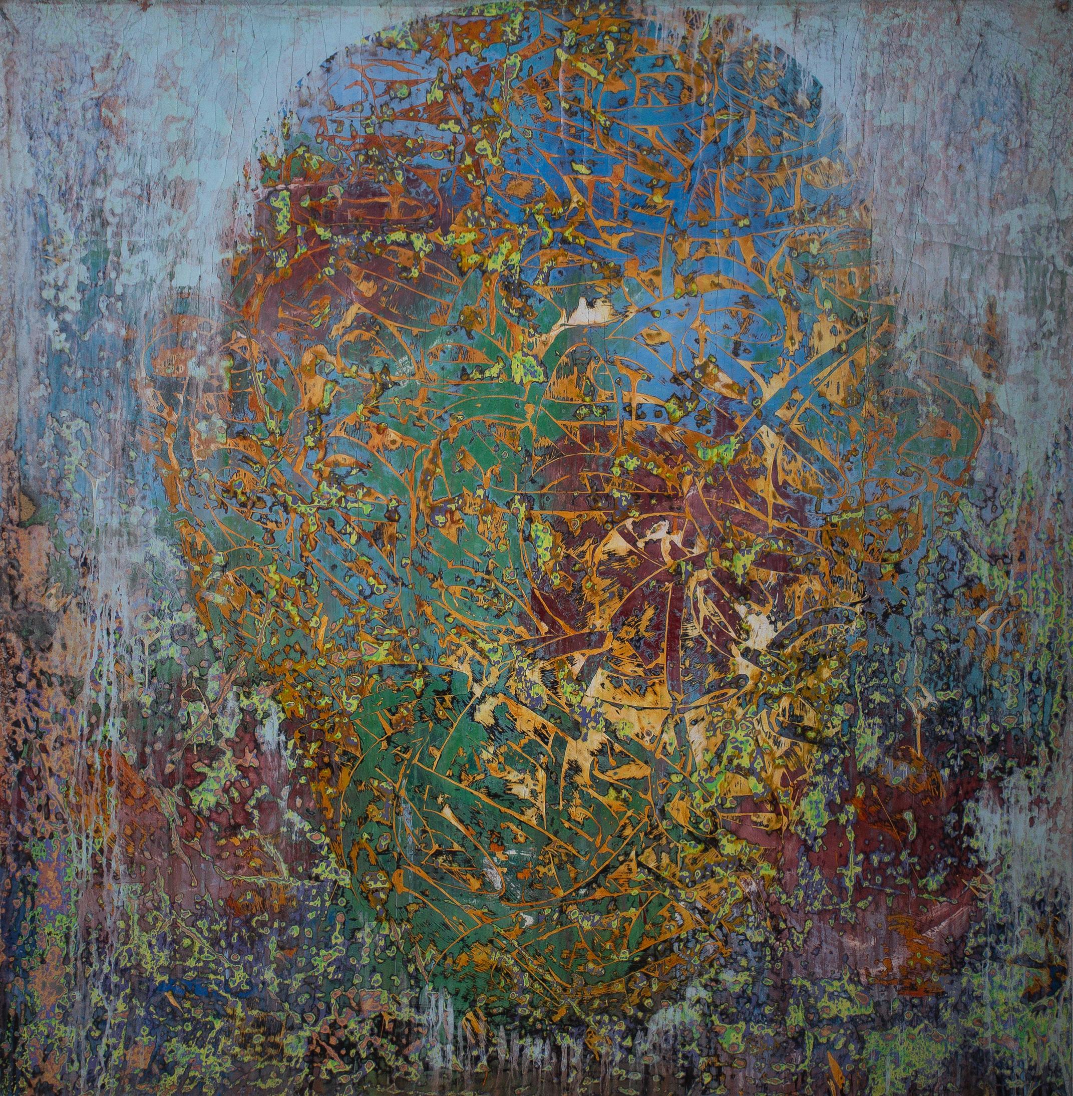 „Humanity III“, Gemälde 59" x 59" Zoll von Ibrahim Khatab