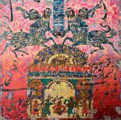 "Centaures" Peinture abstraite Mixed Media 59" x 59" inch par Ibrahim Khatab