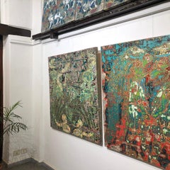 "Crocodile Mirage" Abstract Painting 47" x 47" inch by Ibrahim Khatab