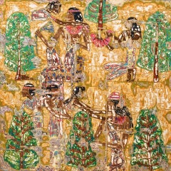 "Fields of Light" Mixed media on wood 47" x 47" in by Ibrahim Khatab