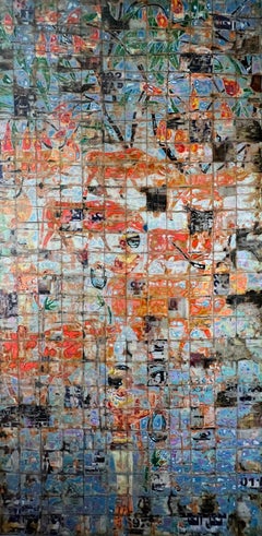 "Delta del Nilo I" Pittura astratta a tecnica mista di 96" x 48" pollici di Ibrahim Khatab