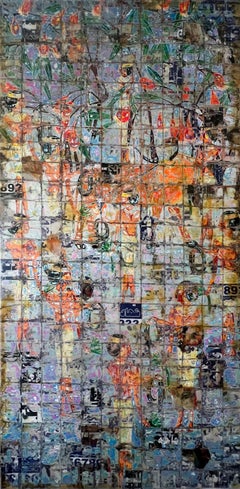 "Delta del Nilo II" Pittura astratta a tecnica mista da 96" x 48" pollici di Ibrahim Khatab