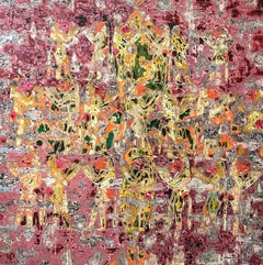 "Processione" Quadro astratto a tecnica mista 59" x 59" pollici di Ibrahim Khatab