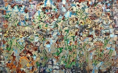 "Réflexions" Peinture abstraite Mixed Media 47" x 75" pouces par Ibrahim Khatab