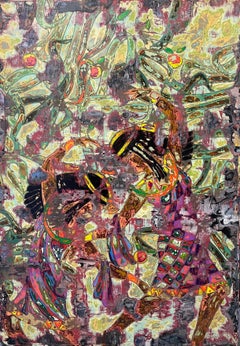 Abstraktes Gemälde „Reverence“ 39" x 28" in von Ibrahim Khatab