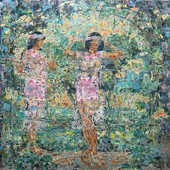 "Sway" Abstrakte gemischte Medien Malerei 59" x 59" Zoll von Ibrahim Khatab