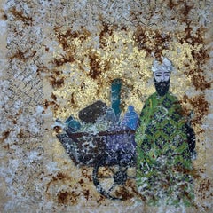 Abstraktes Gemälde „Wali“ 47" x 47" Zoll von Ibrahim Khatab