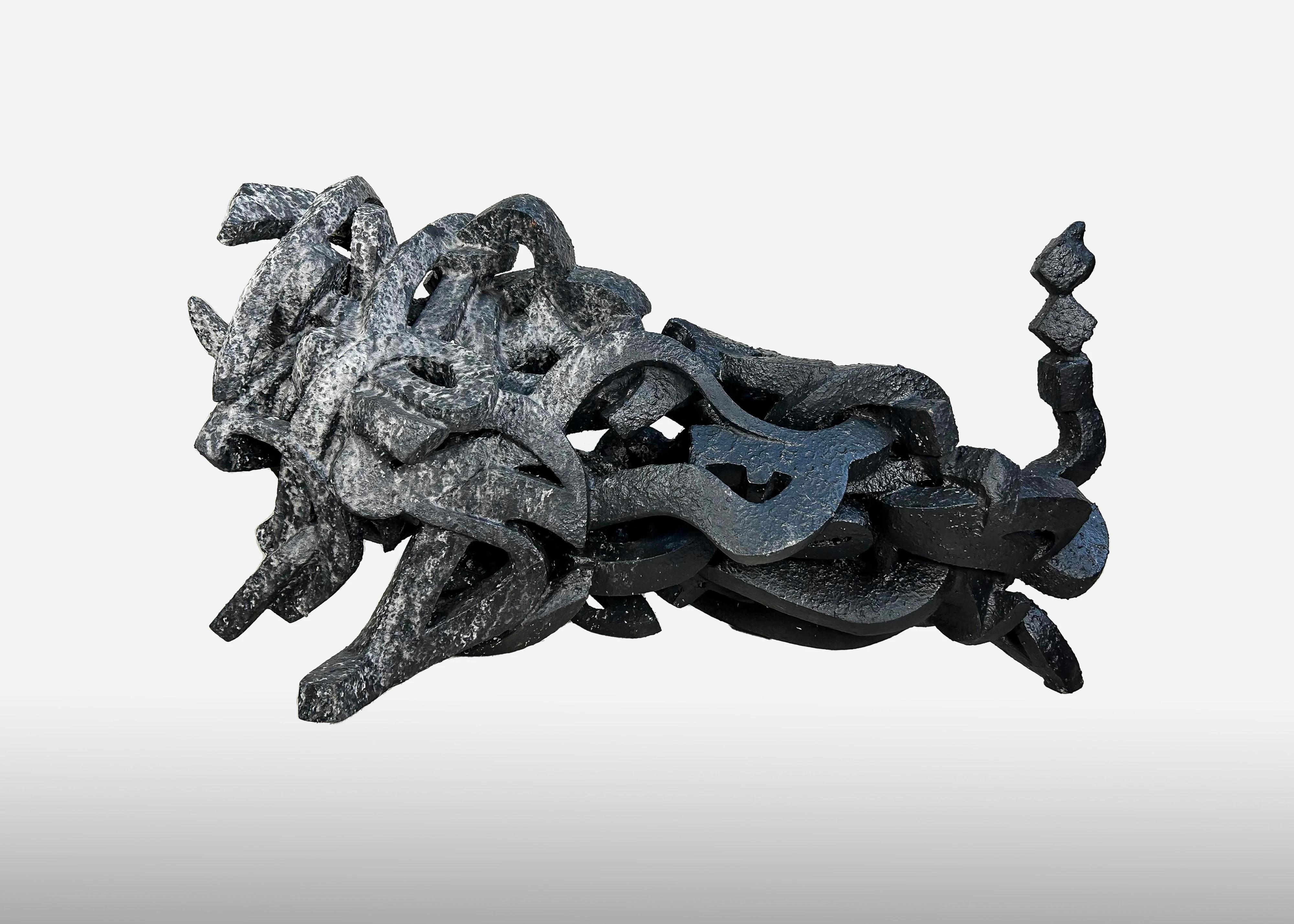 "Black Bull" Abstract Sculpture 47" x 20" x 24" in by Ibrahim Khatab

Ibrahim Khatab was born in Cairo 1984, works as a co-teacher in Cairo University, he mixes between painting, video art and installation in his artworks. He started since his