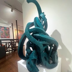 "Calligraphic Cat" Abstract Sculpture 33.5" x 20" x 20" in by Ibrahim Khatab