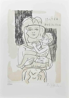 Motherhood - Lithograph by Ibrahim Kodra  - 1980s