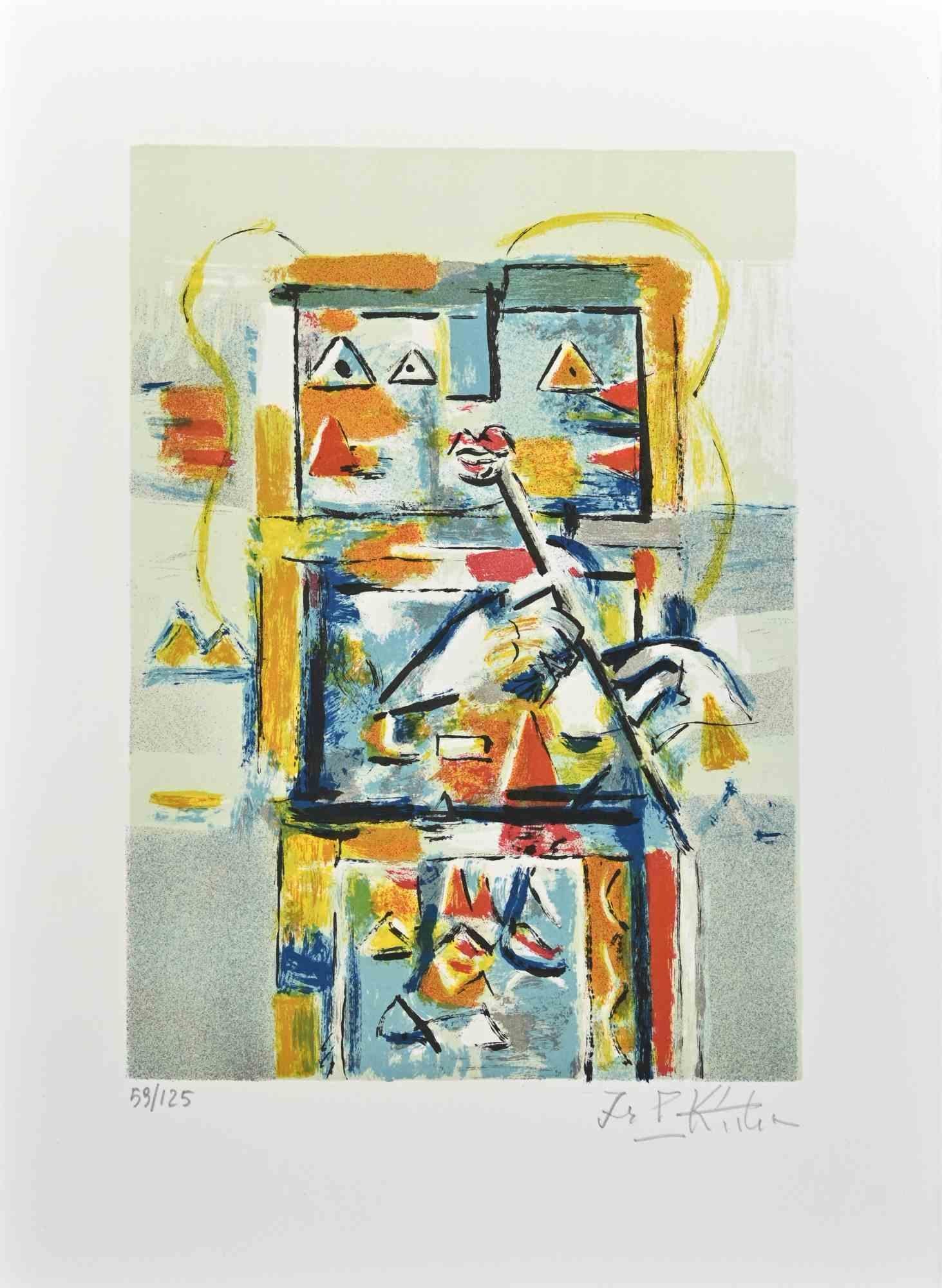 Robot is an Original Lithograph realized in the 1980s by Ibrahim Kodra.

Good conditions. Hand-signed.

Numbered. Edition, 59/125.

The artwork is depicted through soft strokes in a well-balanced composition.