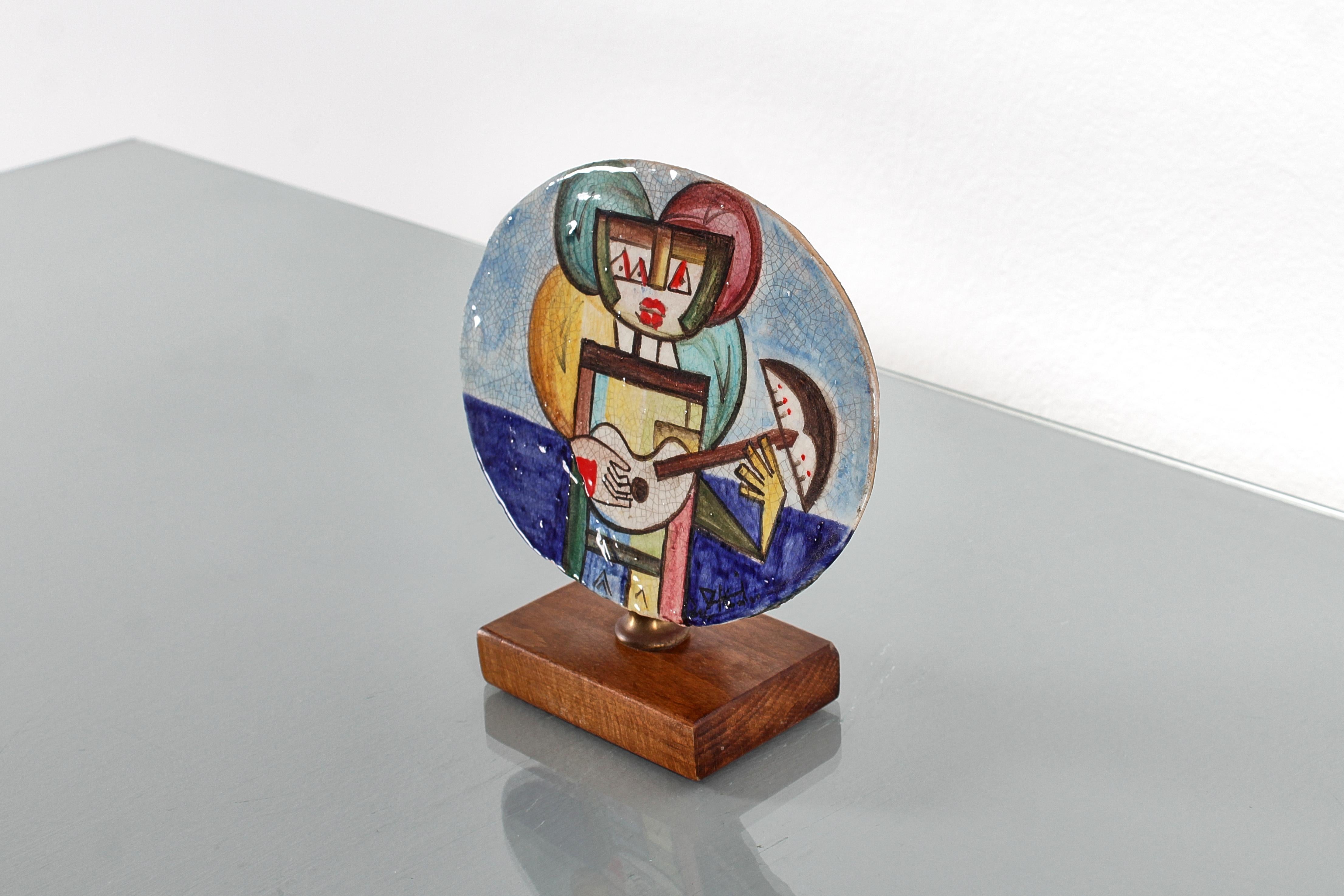 Ibrahim Kodra für Ceramiche Rossicone glänzende glasierte Keramikskulptur 70er Jahre Italien (Moderne) im Angebot