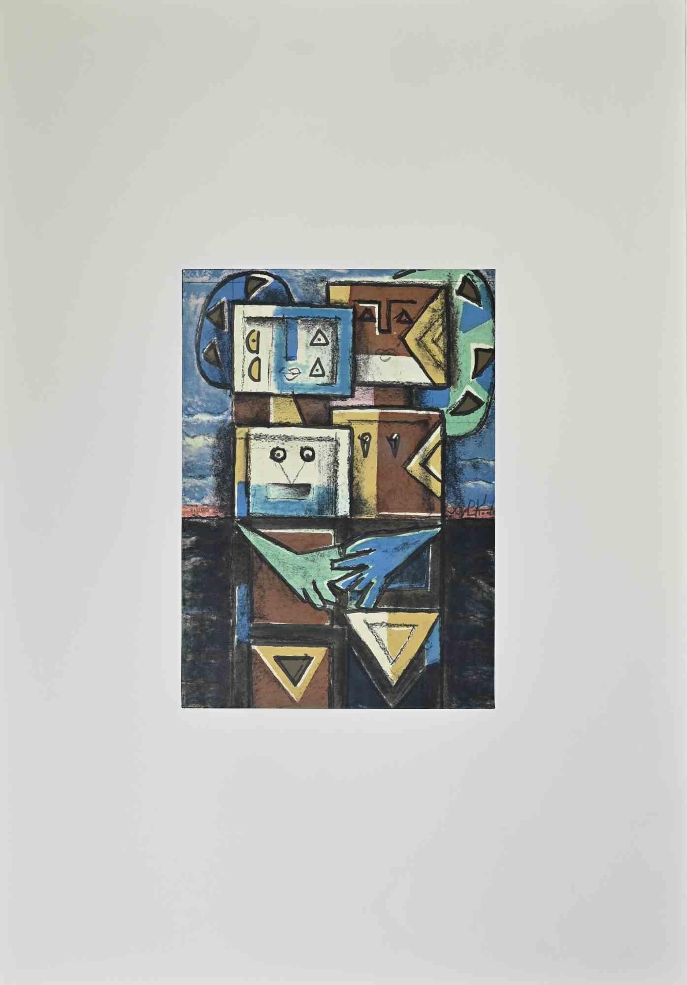 Pareja - Litografía de Ibrahim Kodra - 1973 en venta 1