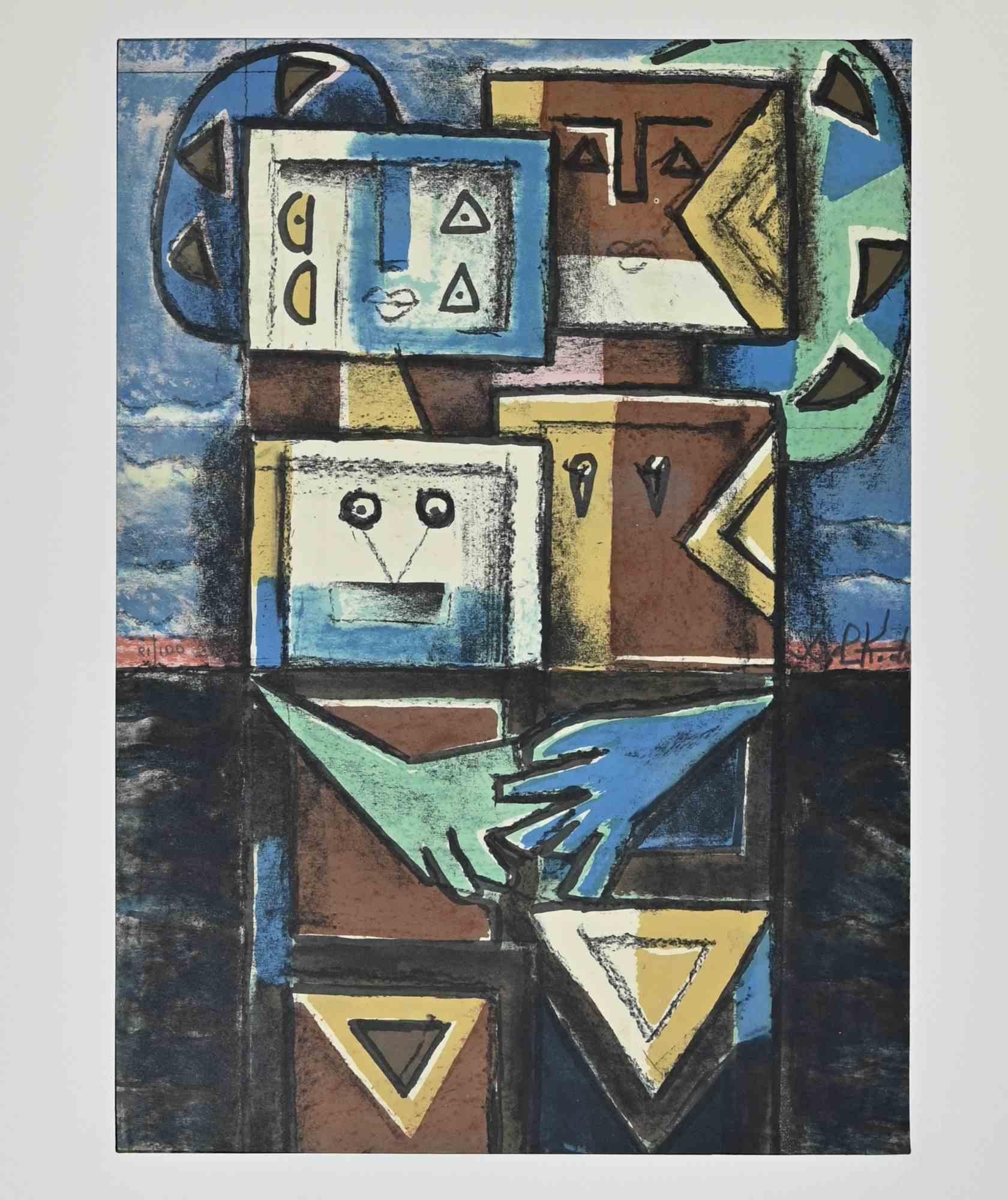Composición es una litografía realizada por Ibrahim Kodra en 1973.

Edición de 100 ejemplares

Ibrahim Likmetaj Kodra (22 de abril de 1918 - 7 de febrero de 2006) fue un pintor albanés. En 1944 abrió su primer taller en Milán; en 1948 inauguró una