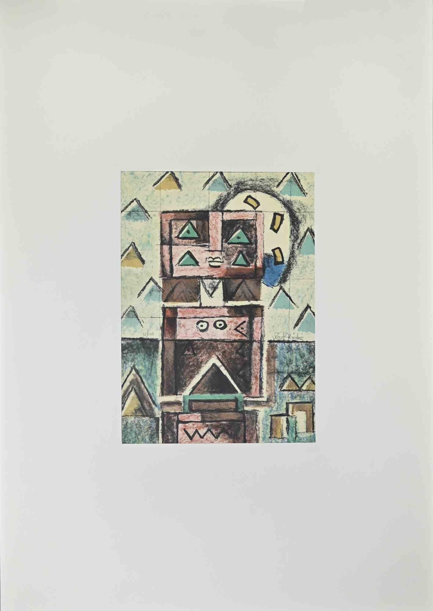 Hombre de cuatro ojos es una litografía realizada por Ibrahim Kodra en 1973.

Edición de 100 copias.

Buenas condiciones.

Ibrahim Likmetaj Kodra (22 de abril de 1918 - 7 de febrero de 2006) fue un pintor albanés. En 1944 abrió su primer taller en