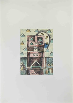 El hombre de cuatro ojos - Litografía de Ibrahim Kodra - 1973