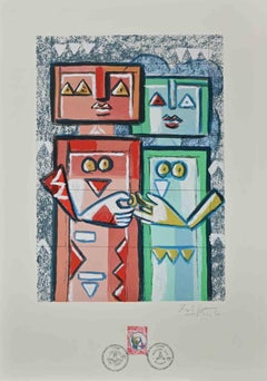 Just Married - Lithograph by Ibrahim Kodra - 1970s