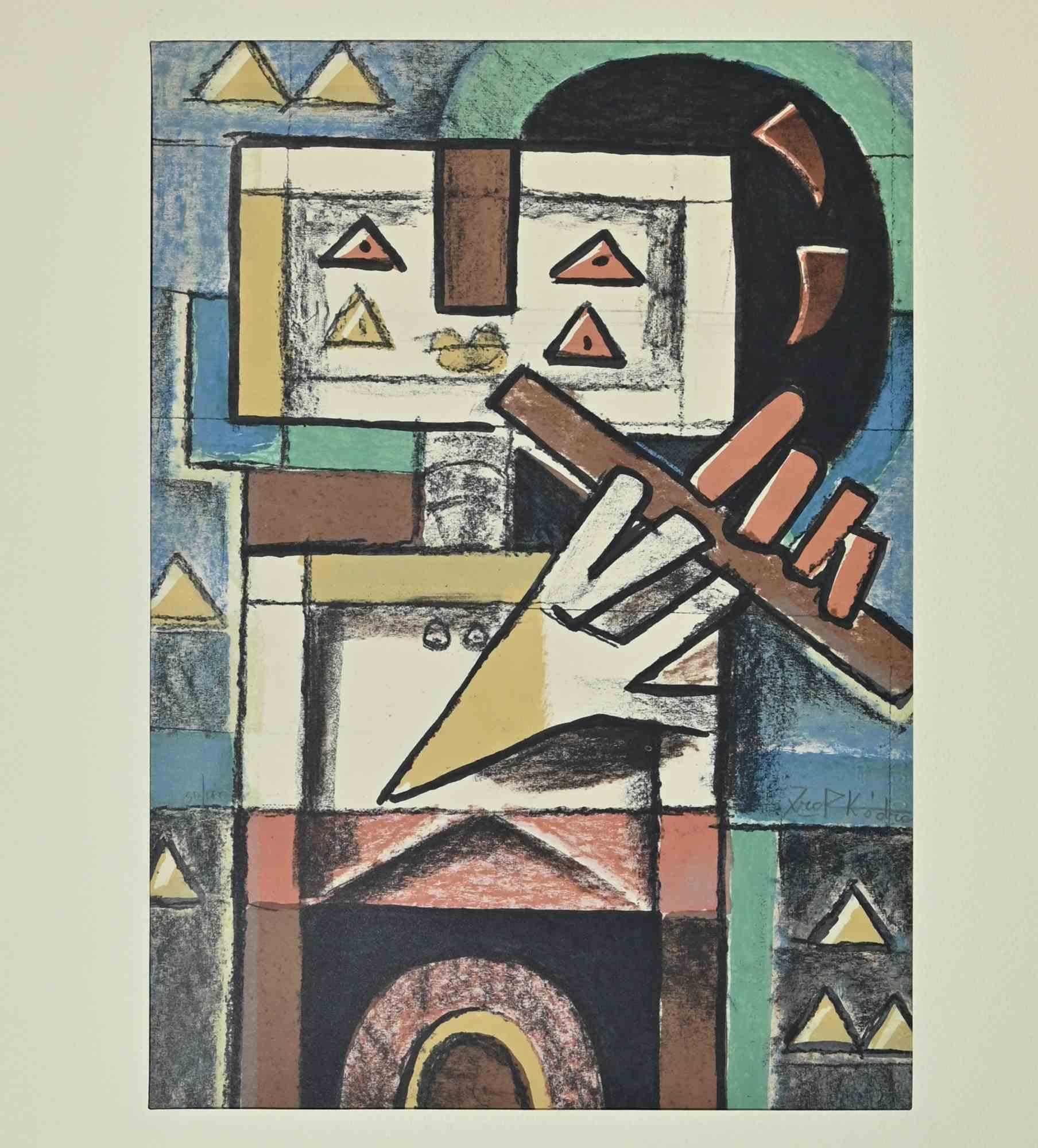 Amantes - Litografía de Ibrahim Kodra - 1973 en venta 1