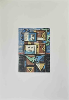 Lovers - Lithograph by Ibrahim Kodra - 1973