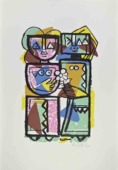 Lovers – Lithographie von Ibrahim Kodra – 1980er Jahre