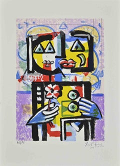 Lovers - Lithograph by Ibrahim Kodra - 1980s