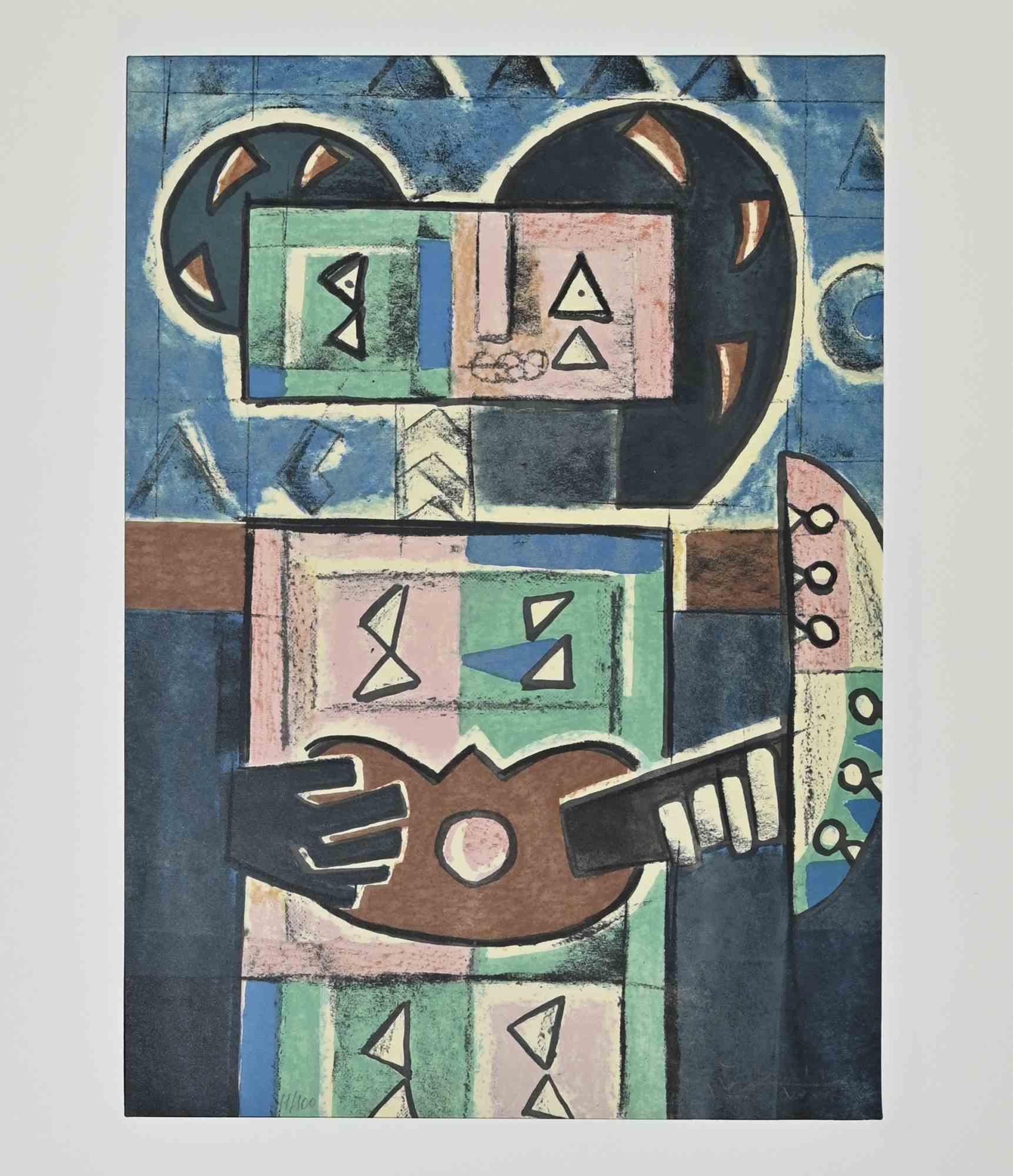 Jugador - Litografía de Ibrahim Kodra - 1973 en venta 1