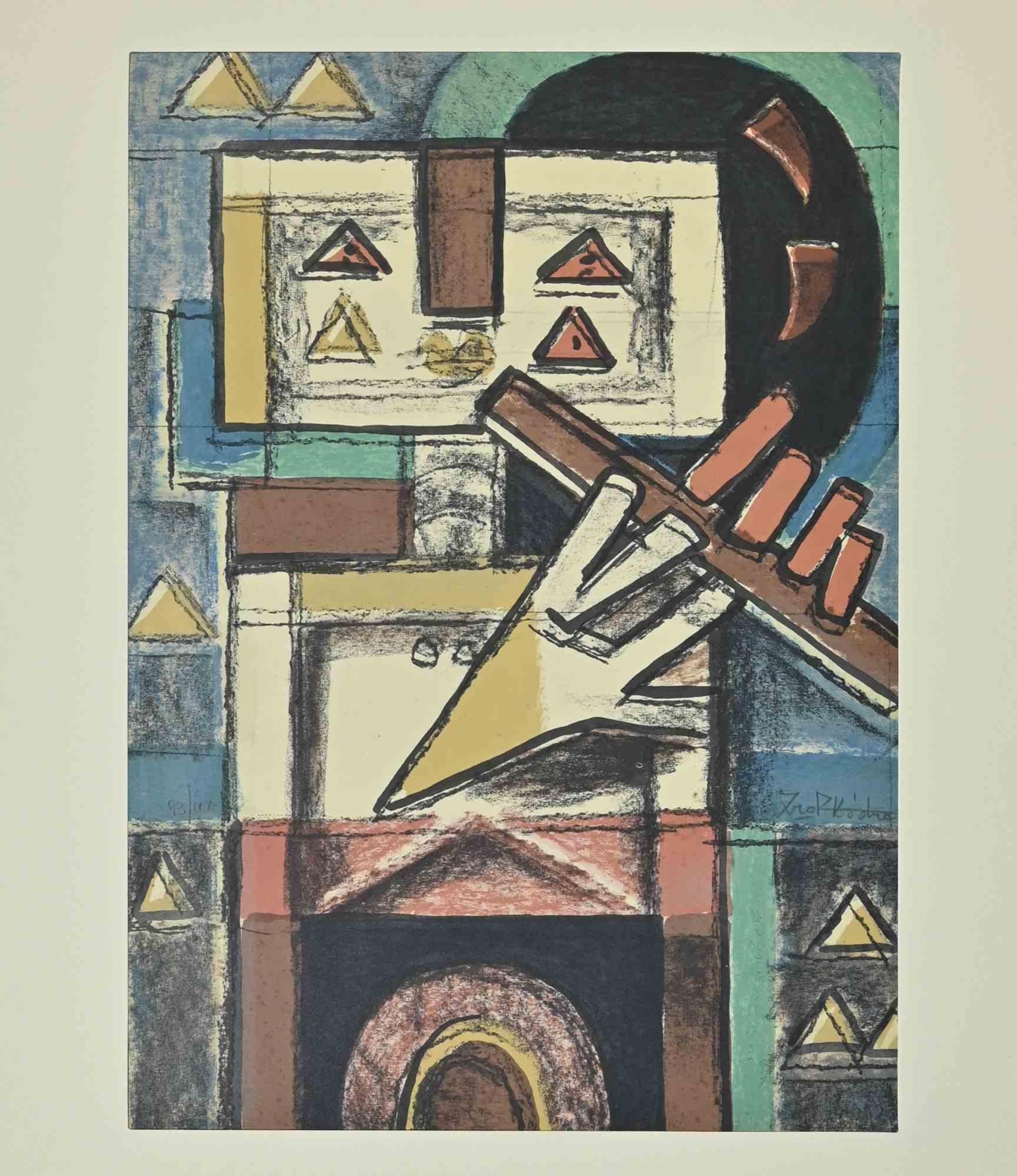 Jugador - Litografía de Ibrahim Kodra - 1973 en venta 1