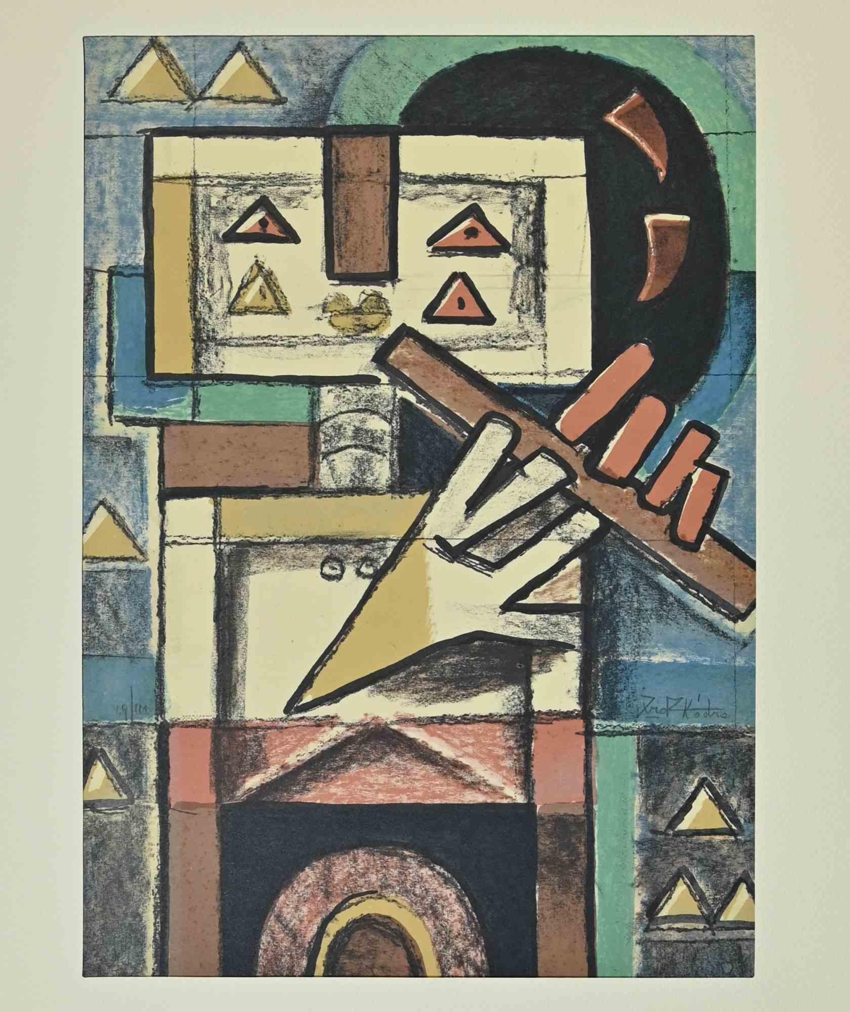 Robot Playing Flute is a lithograph realized by Ibrahim Kodra in 1973.

Edition of 100

Ibrahim Likmetaj Kodra (22 April 1918 – 7 February 2006) was an Albanian painter.In 1944 he opened his first workshop in Milan; in 1948 he opened a personal and