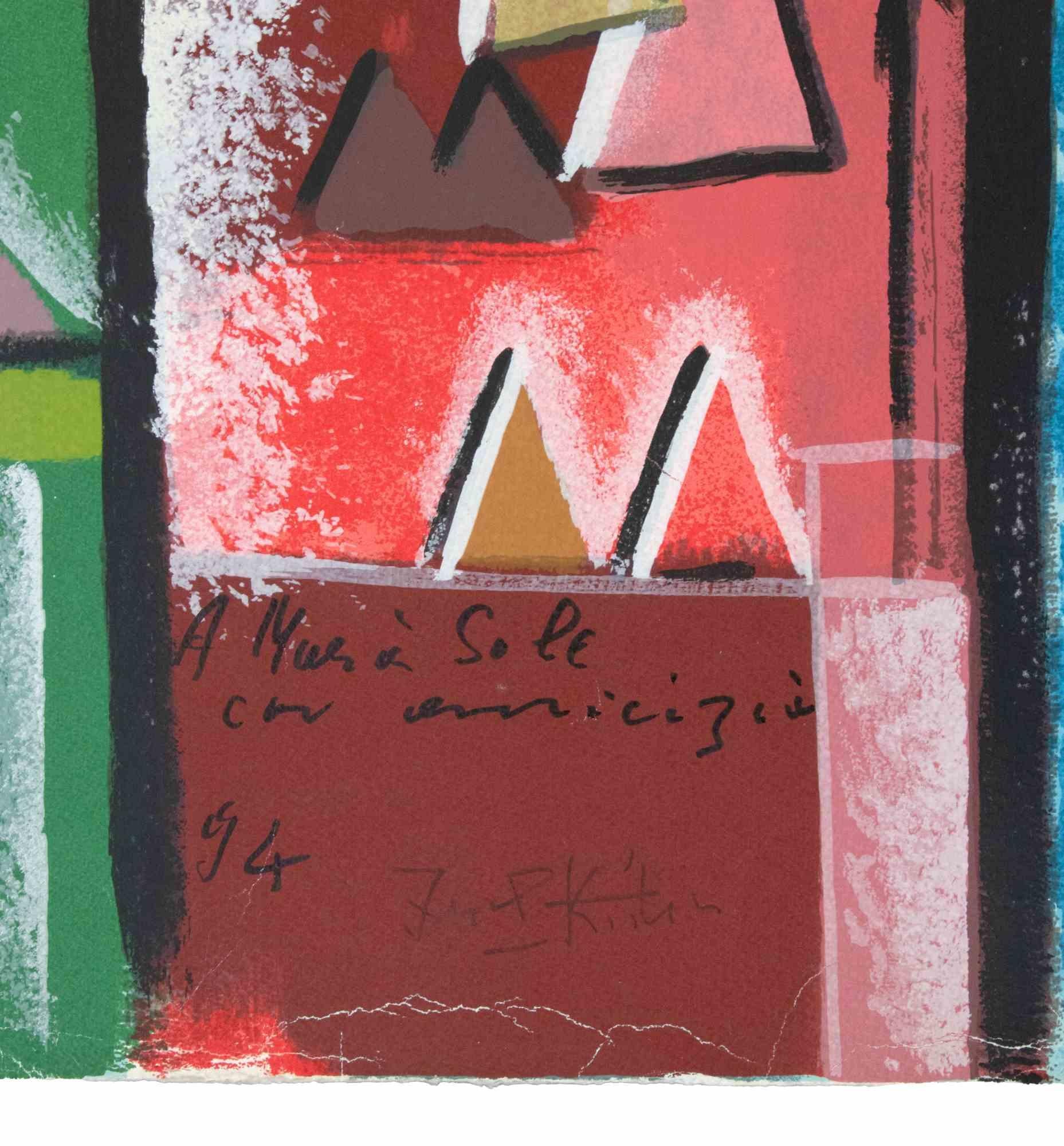 Robots in Love - Lithograph by Ibrahim Kodra - 1980s For Sale 1