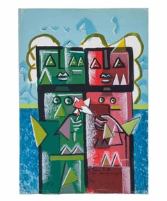 Robots in Love - Lithograph by Ibrahim Kodra - 1980s