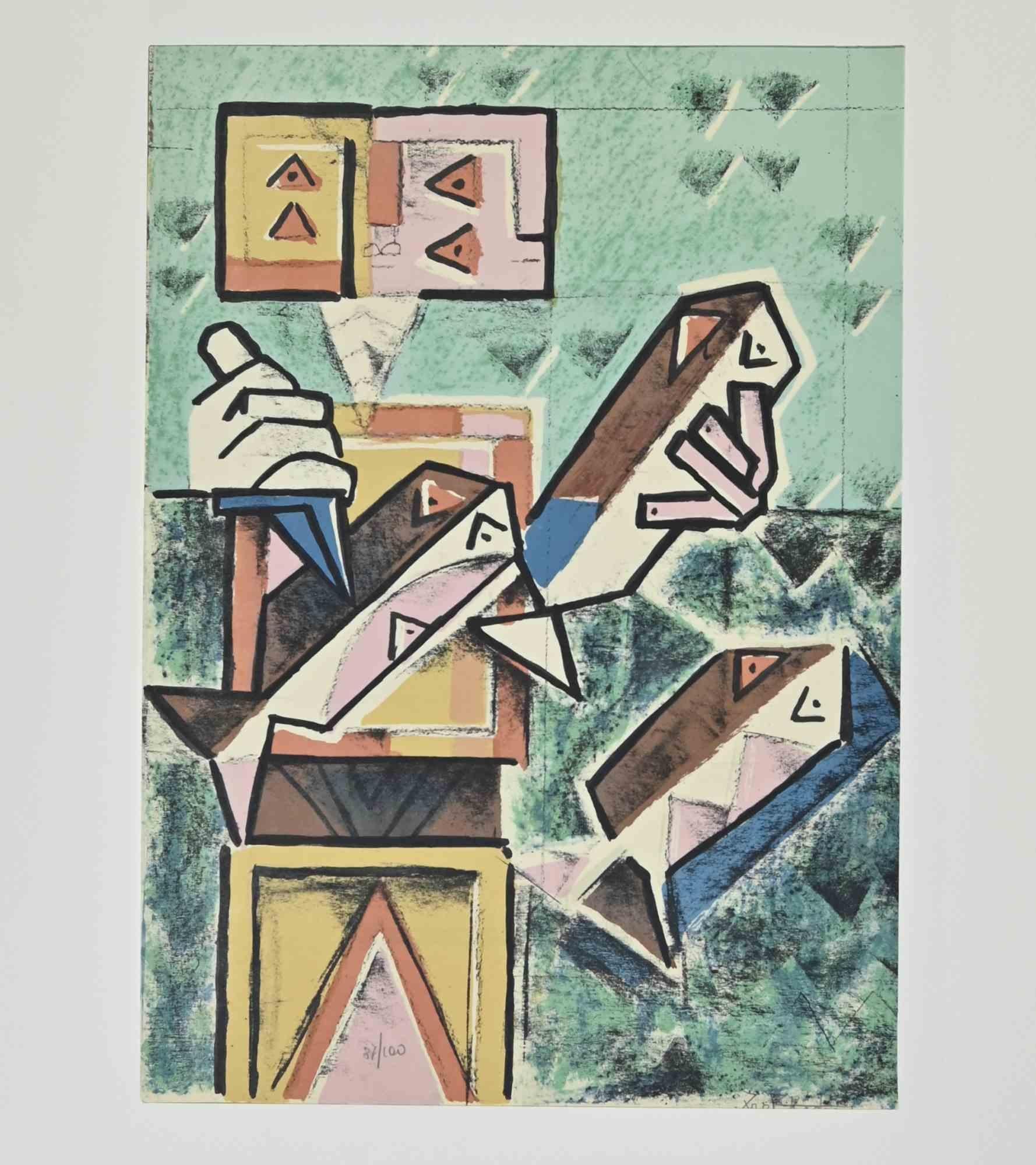 Escultor - Litografía de Ibrahim Kodra - 1973 en venta 1