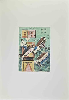Sculptor - Lithograph by Ibrahim Kodra - 1973
