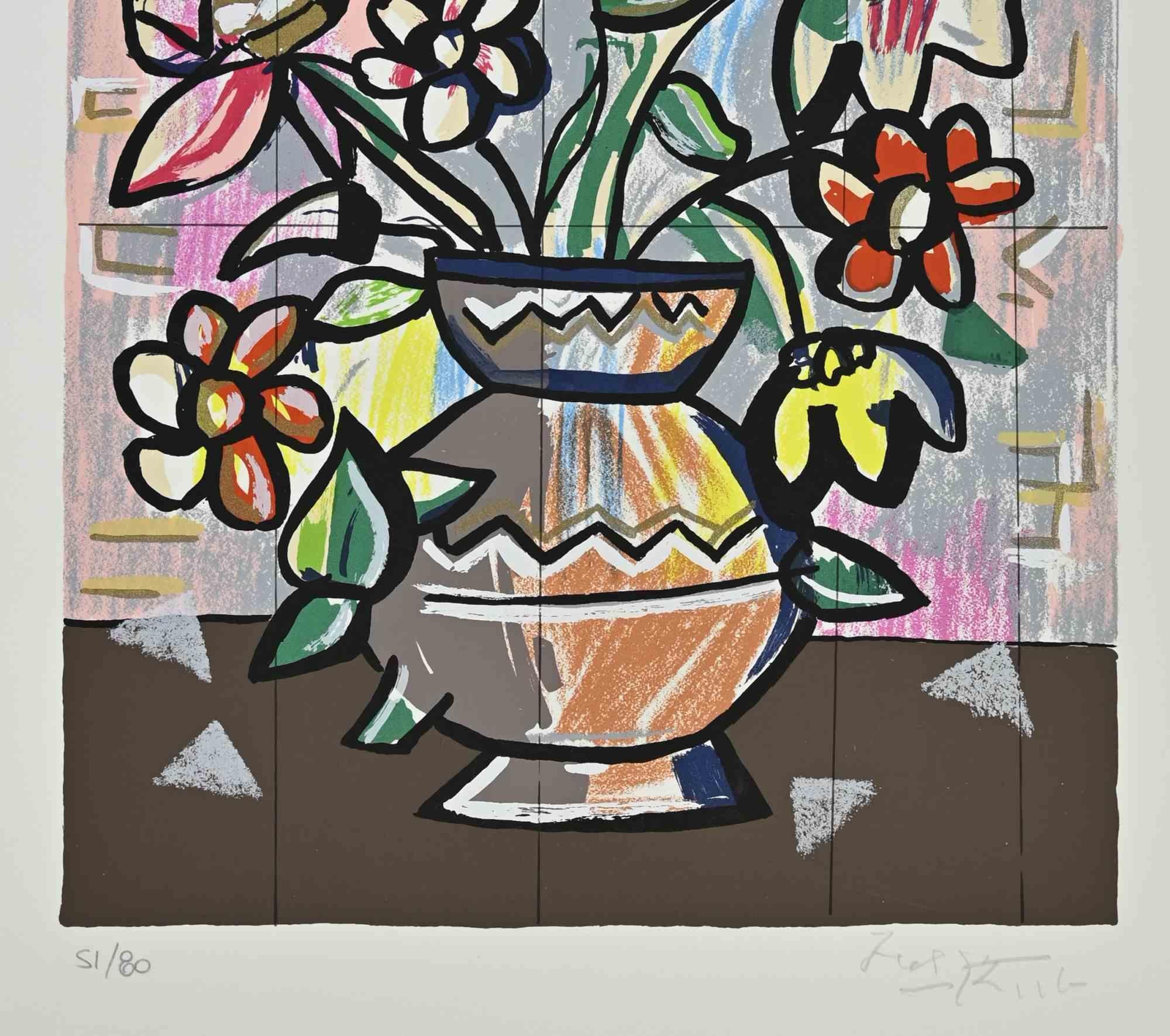 Nature morte - Lithographie de Ibrahim Kodra - 1980 1