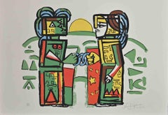 The Treaty - Lithograph by Ibrahim Kodra - 1970s