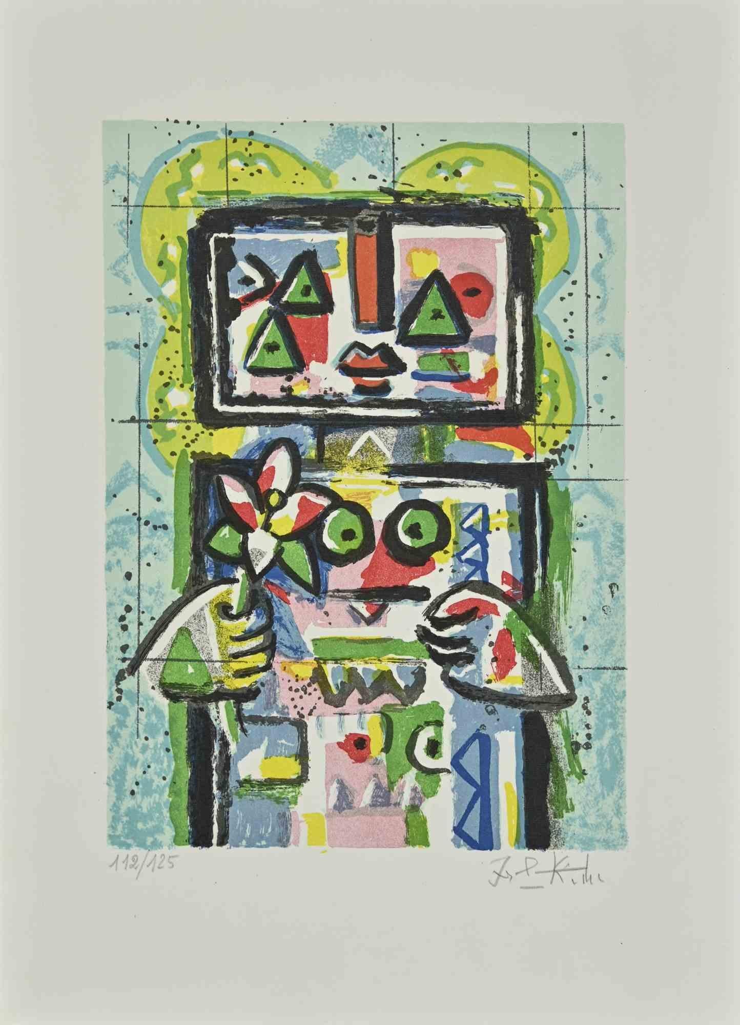Woman with Flower is a lithograph realized by Ibrahim Kodra in the 1980s.

Hand-signed on the lower right, Numbered, edition of 112/125 prints.

Good conditions.

Ibrahim Likmetaj Kodra (22 April 1918 – 7 February 2006) was an Albanian painter. In