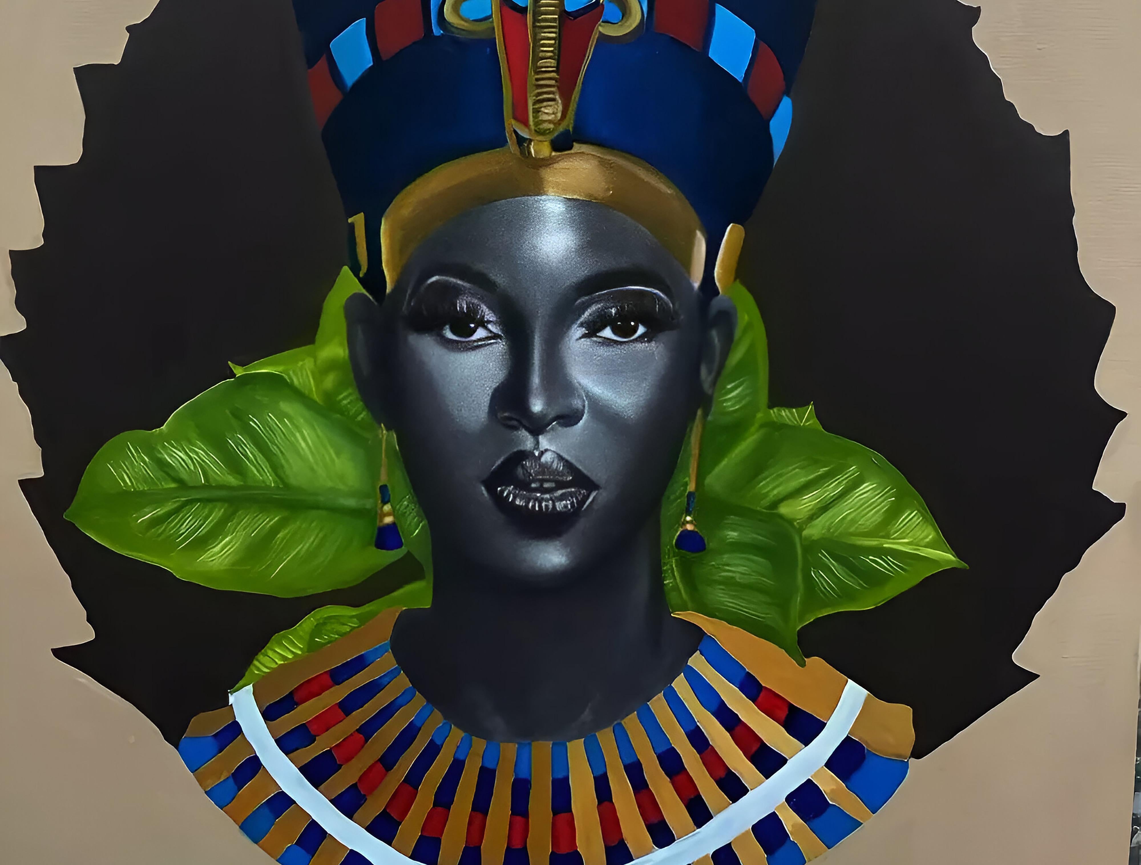 Regal -Siglo XXI, Contemporáneo, Retrato Figurativo, África Mujer, Reina Vida en venta 1