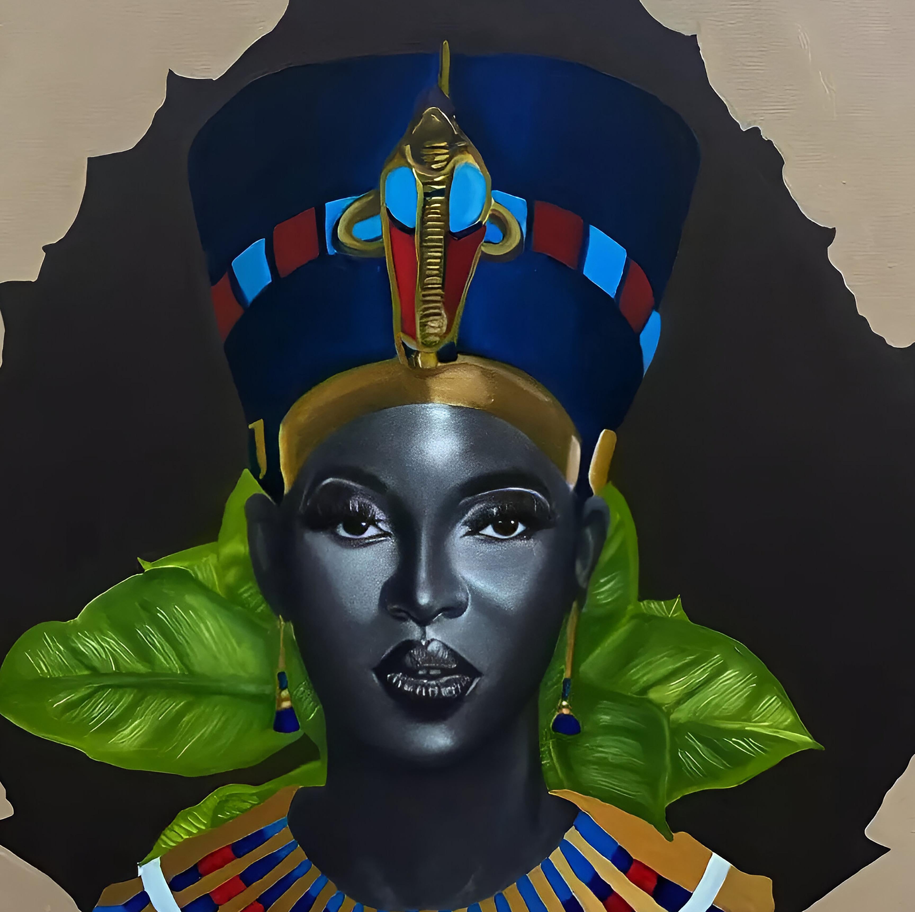 Regal -Siglo XXI, Contemporáneo, Retrato Figurativo, África Mujer, Reina Vida en venta 2