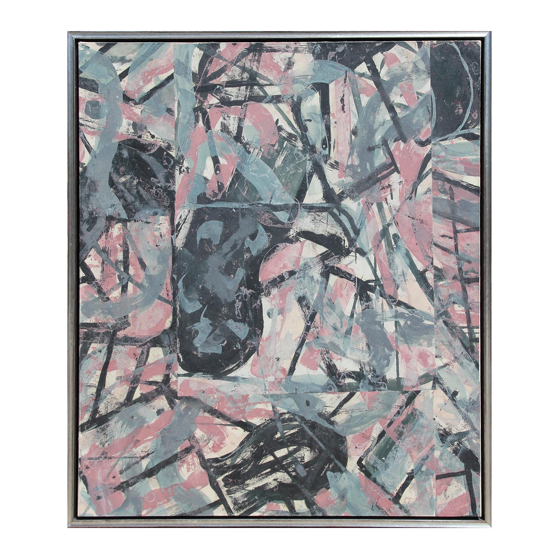 Ibsen Espada Abstract Painting - "Conductors" Abstract Contemporary Gestural Grey-Toned Mixed Media Painting