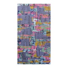 "Grid Lock" Contemporary Colorful Purple, Pink, and Yellow Abstract Painting